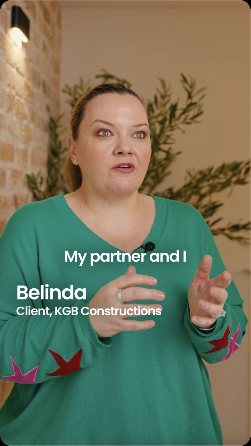 Belinda, a client of KGB Constructions, giving a testimonial